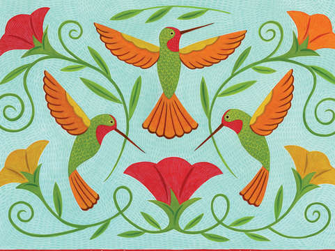 Trio of hummingbirds