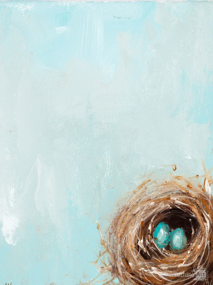 Nest with two turquoise eggs