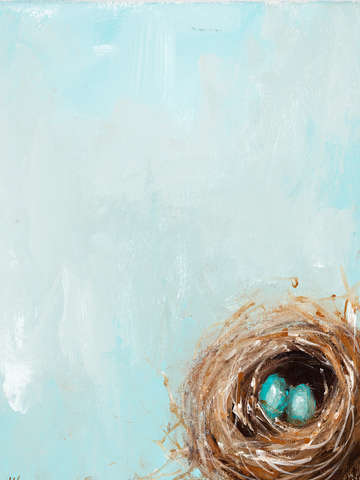 Nest with two turquoise eggs
