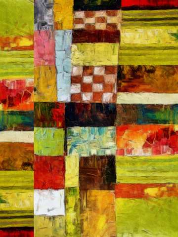 Abstract color study with checkerboard and stripes