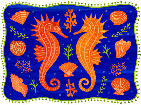 Sea horses and shells