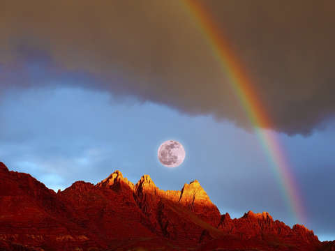 Super pink moon rainbow