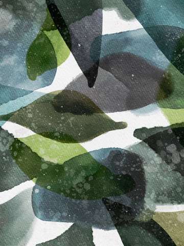 Watercolor leaves in closeup