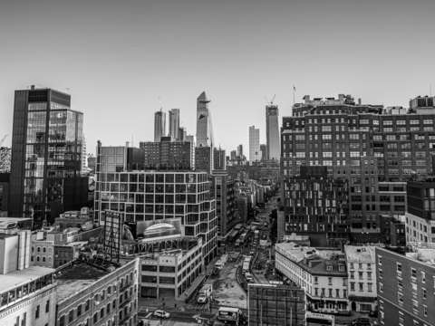 Nyc morning view bw