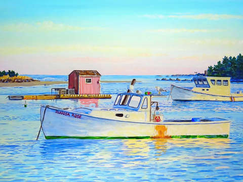 Sunset lobster boats
