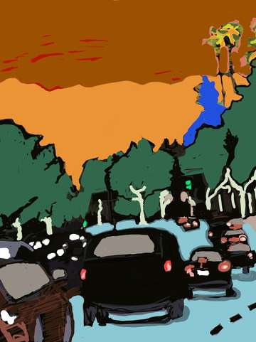Rush hour sunset boulevard