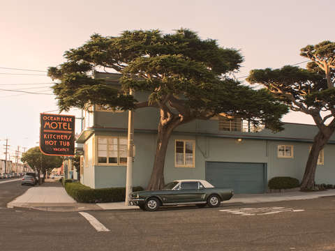 Classic car at motel san francisco ca