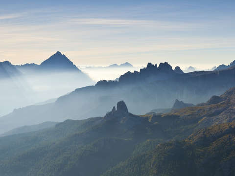 Dolomites italy hazy cinque torri