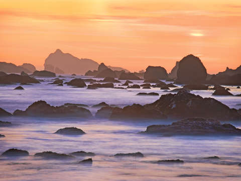 Coastal rocks sunset