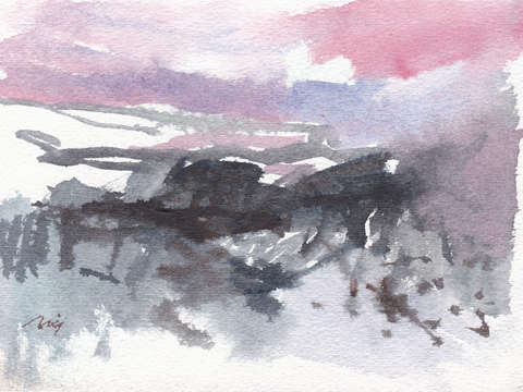 Pink sky over the sea