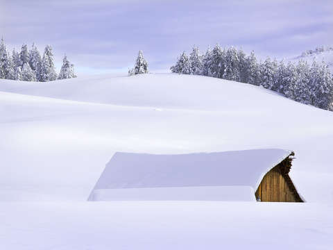 Barn in snow