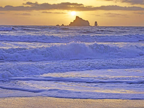 Sunset on washington state north coast