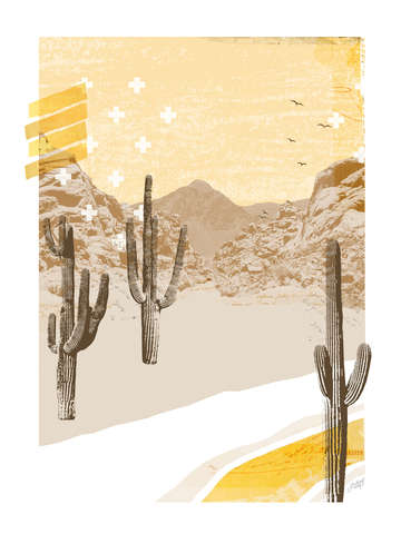 Desert mountain collage yellow palette