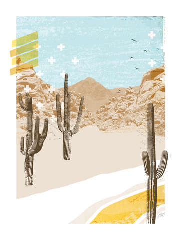 Daisy mountain collage blue palette