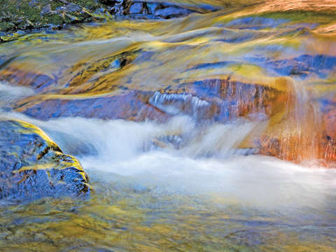 Reflected light in cascading creek