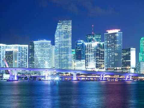 Skyline of miami at night