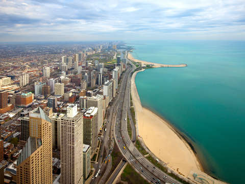 Elevated cityscape of chicago