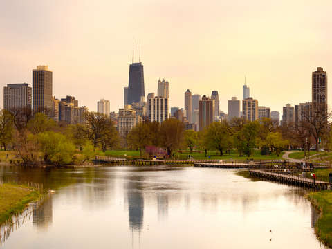 Chicago skyline from lincoln park 2