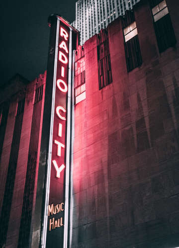 Radio city music hall neon sign