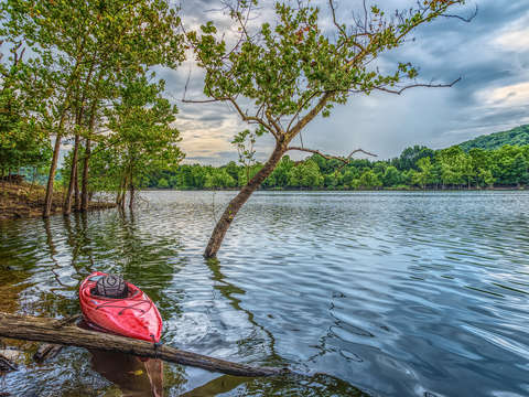 Kayak floating on table rock lake