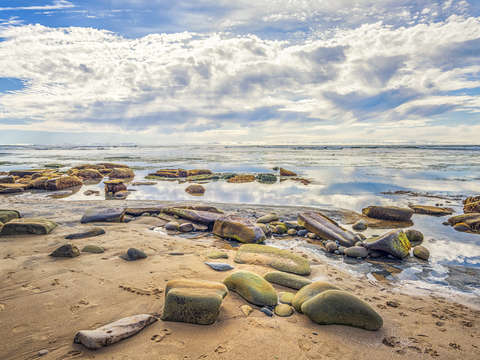Rock pieces at the edge of the sea