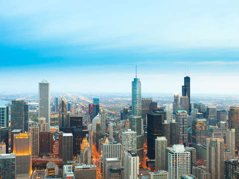 Aerial view of downtown chicago