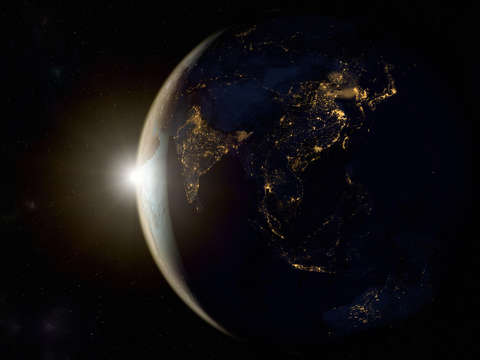 Sunrise on earth from space