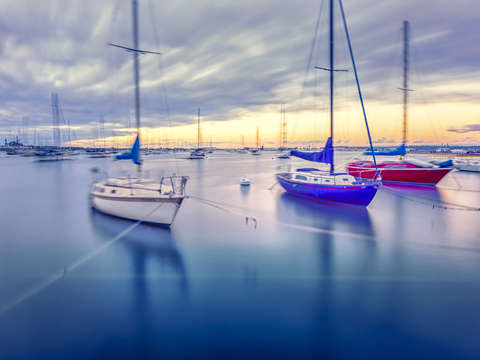 Red white blue sunset