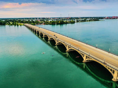 Belle isle bridge and rowers dji 0493
