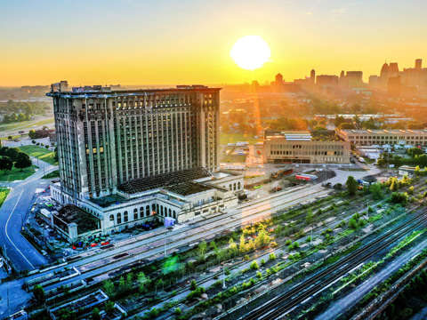 Michigan grand central and detroit city dji 0402
