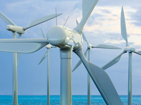 Wind farm over the ocean