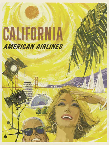Vintage California American Airlines Poster