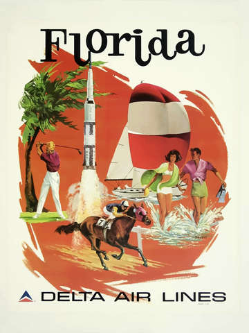 Vintage florida delta airlines poster