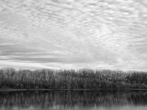 Clouds trees river november