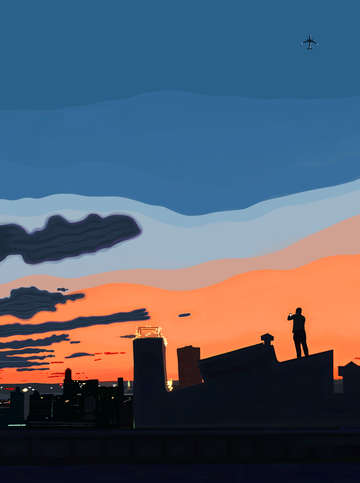 New york harbor from roof top