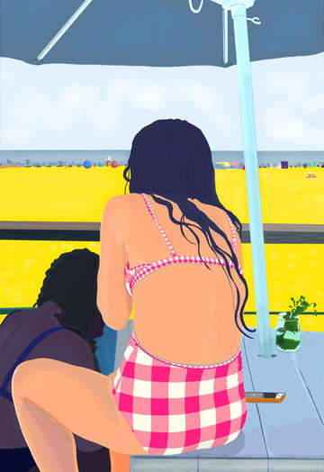 Magenta gingham at rockaway beach