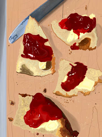 Buttered Bread with Strawberry Jam