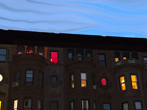 Row house at twilight