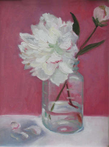 White peony mason jar