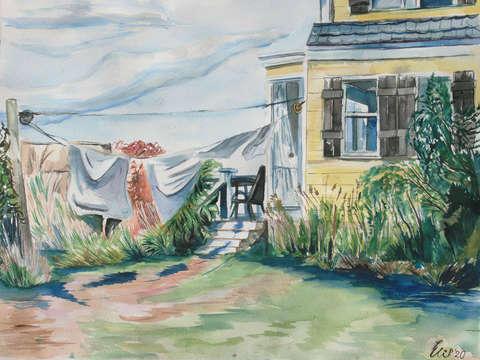 Clothesline in the wind