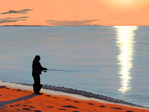 Man Fishing, McCabe's Beach