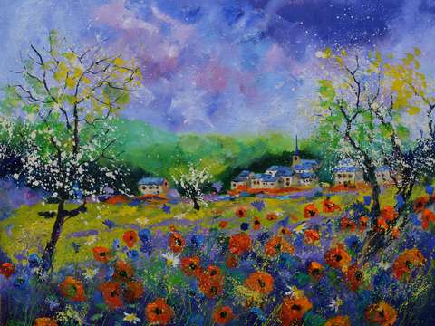Red poppies in summer