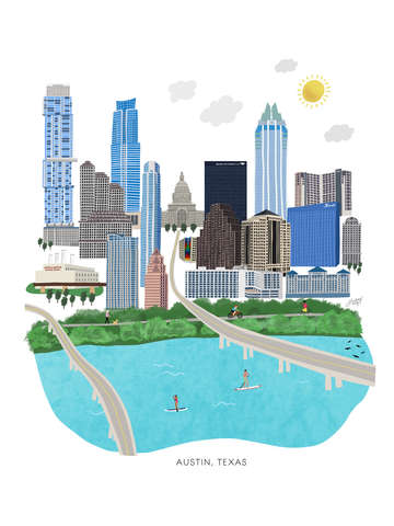 Austin Texas Cityscape Illustration