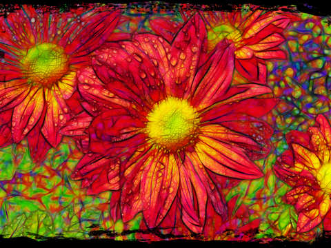 Chrysanthemum and Raindrops - Abstract 2
