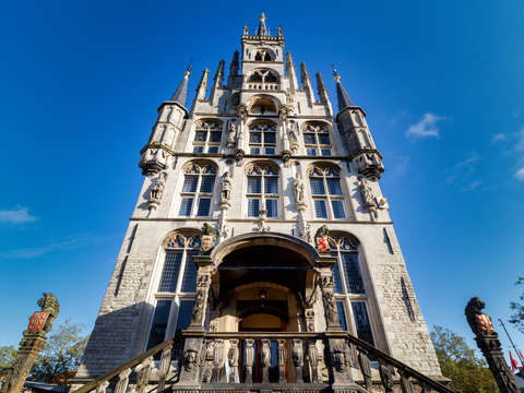Looking up at the city hall