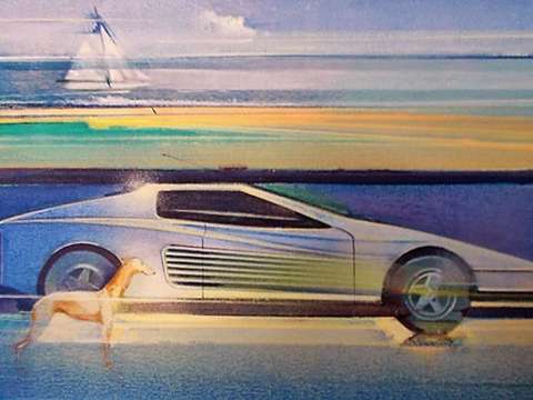 Racing whippet and ferrari