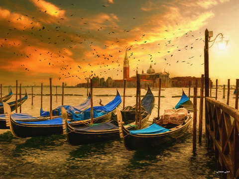 Sunset in venice italy