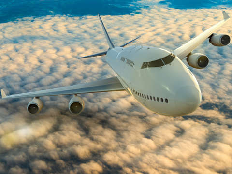 Commercial airplane on flight