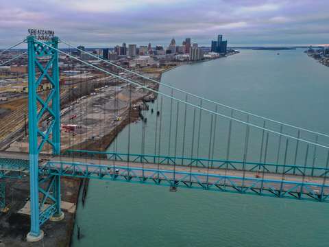 Ambassador bridge and detroit dji 0076