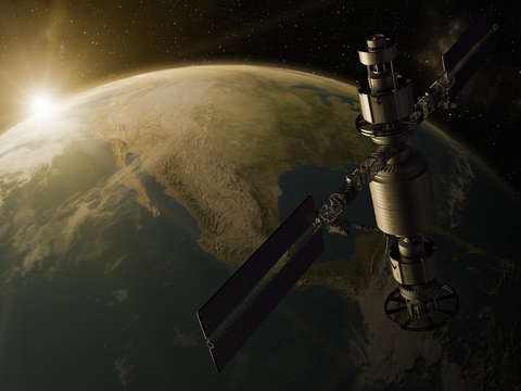 Satellite orbiting the earth 7